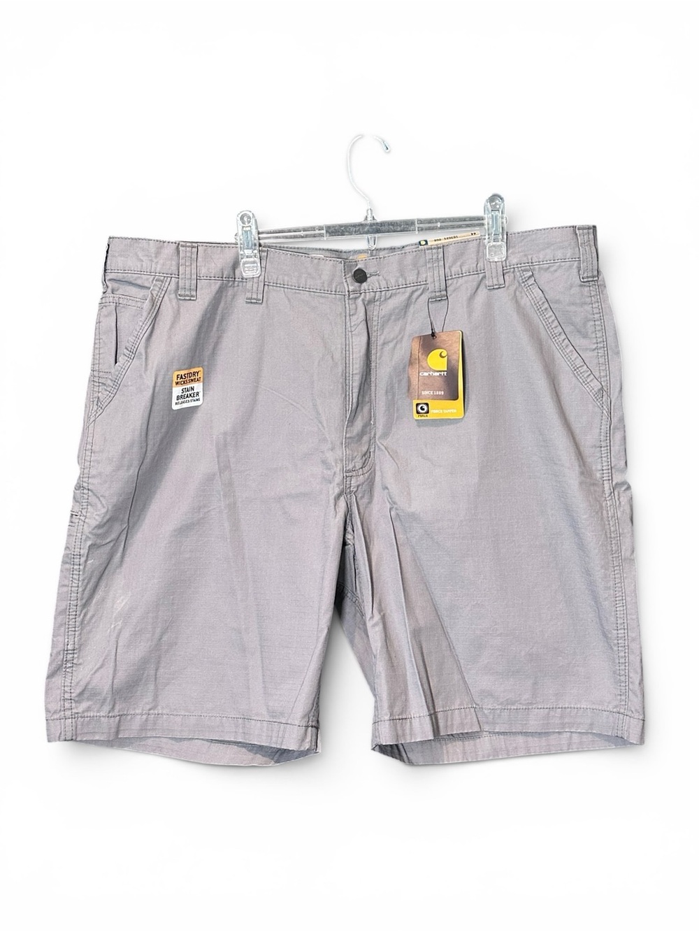 Carhartt Force Tappen Work Shorts 44x10 Gray Ripstop Relaxed Fit Cotton Utility